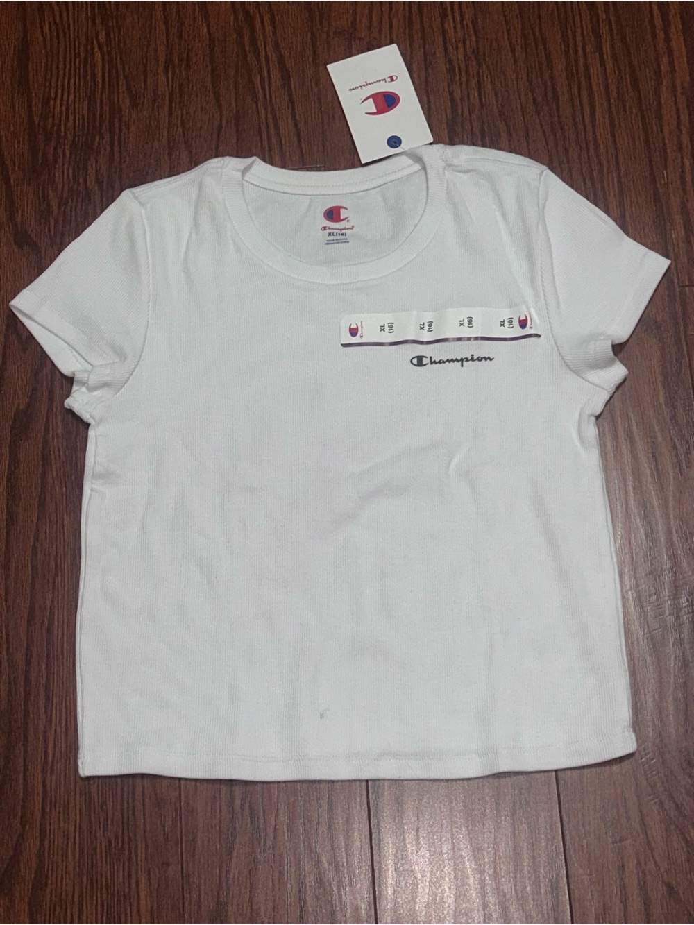 Champion Kids White Short Sleeve Logo Tee